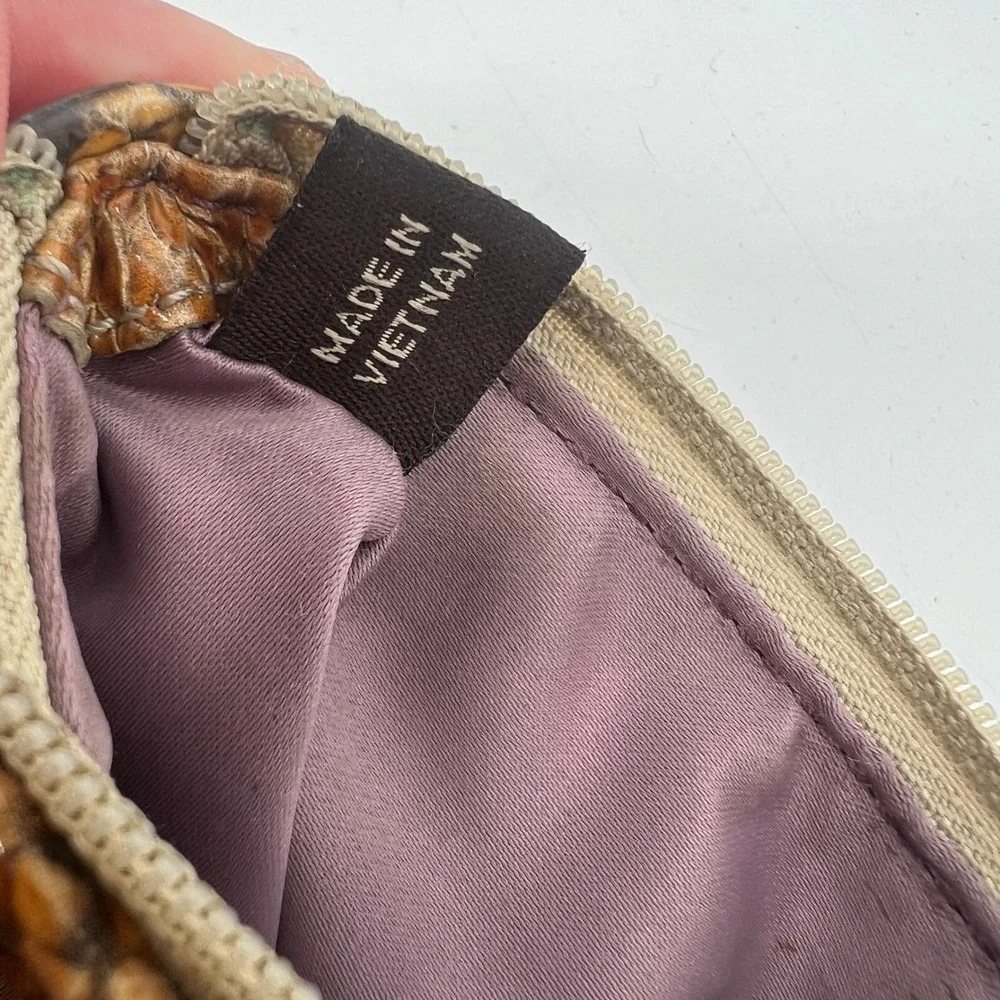 Coach Madison Signature Wristlet Snakeskin Accents Beige Hangtag Vintage